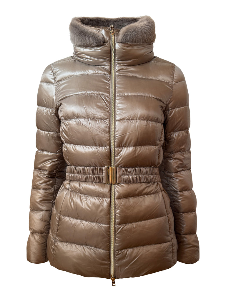 Claudia Belted Taupe Fitted Jacket– aquelboutique