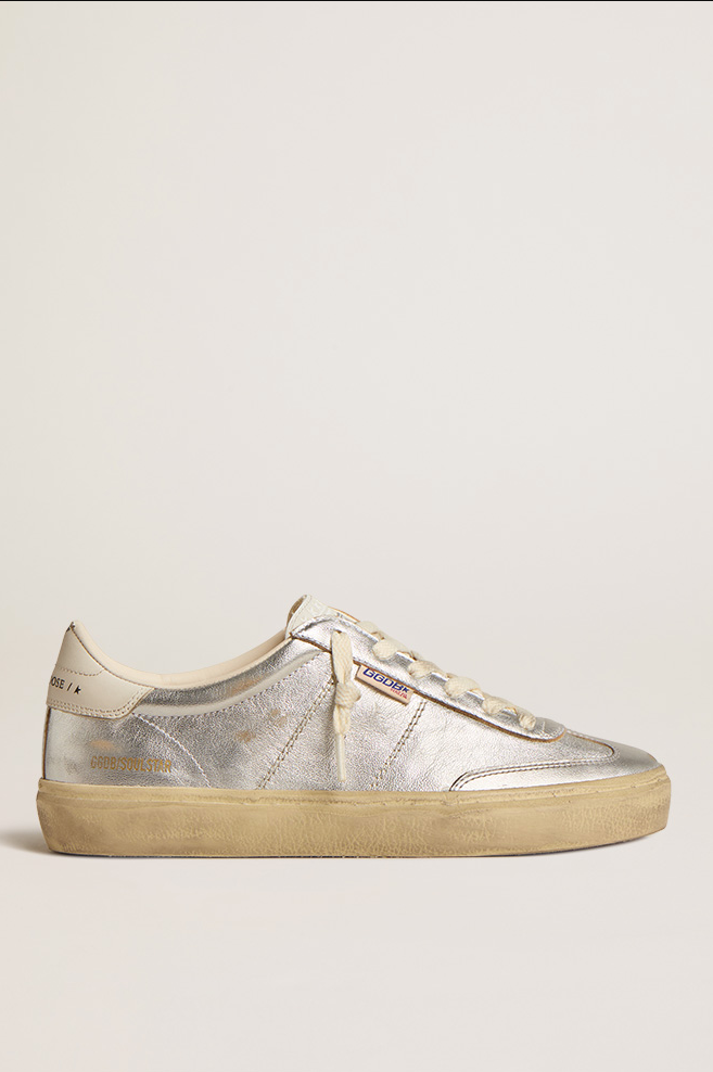 Silver Laminated Soul Star Sneaker Golden Goose, Luxury Fashion