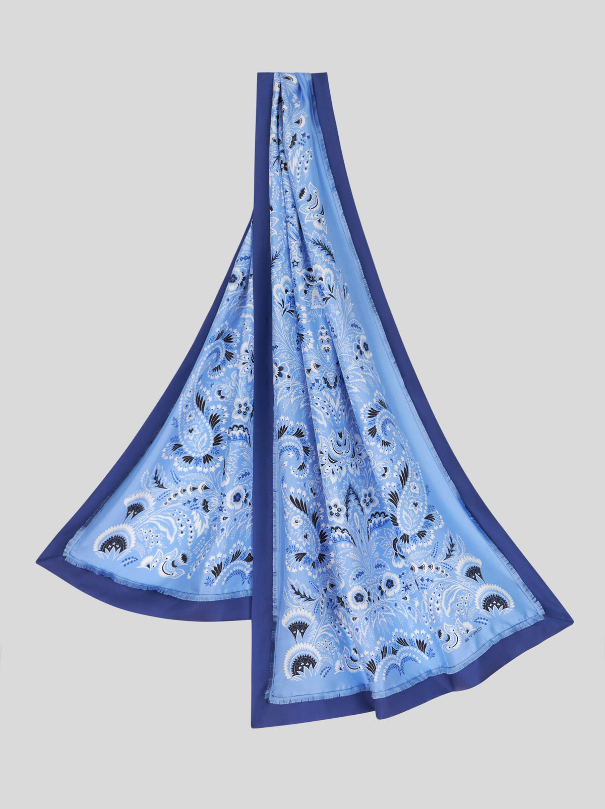 Blue Silk Twill rectangular scarf with a Paisley Print - Etro, Sydney ...